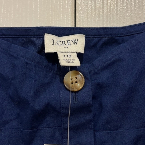 J. Crew Factory Button-front Belted Midi Dress Navy Blue Size 10 - Picture 4 of 7